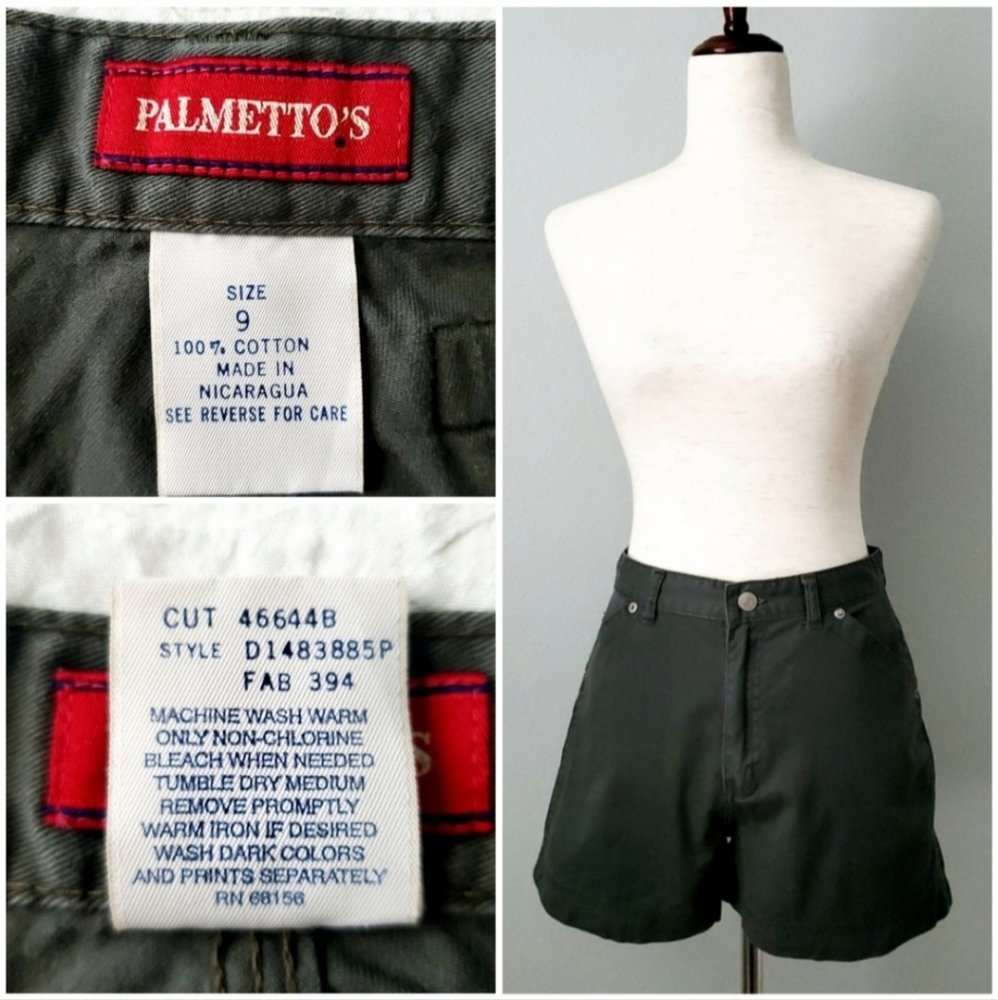 Palmetto's Vintage Army Green High Waisted Boho Festival Shorts, Size 9 - Picture 8 of 16
